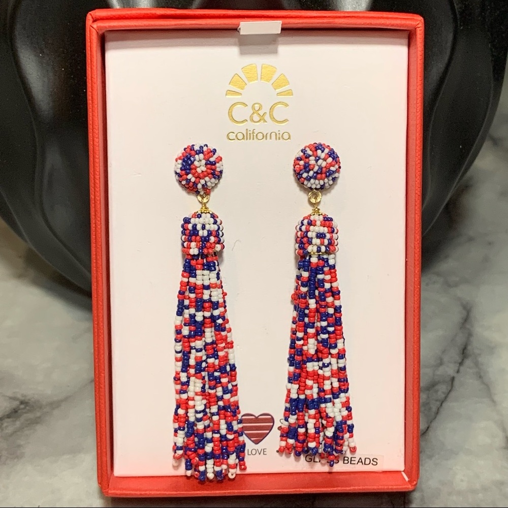 C&C California Glass Bead Tassel Earrings